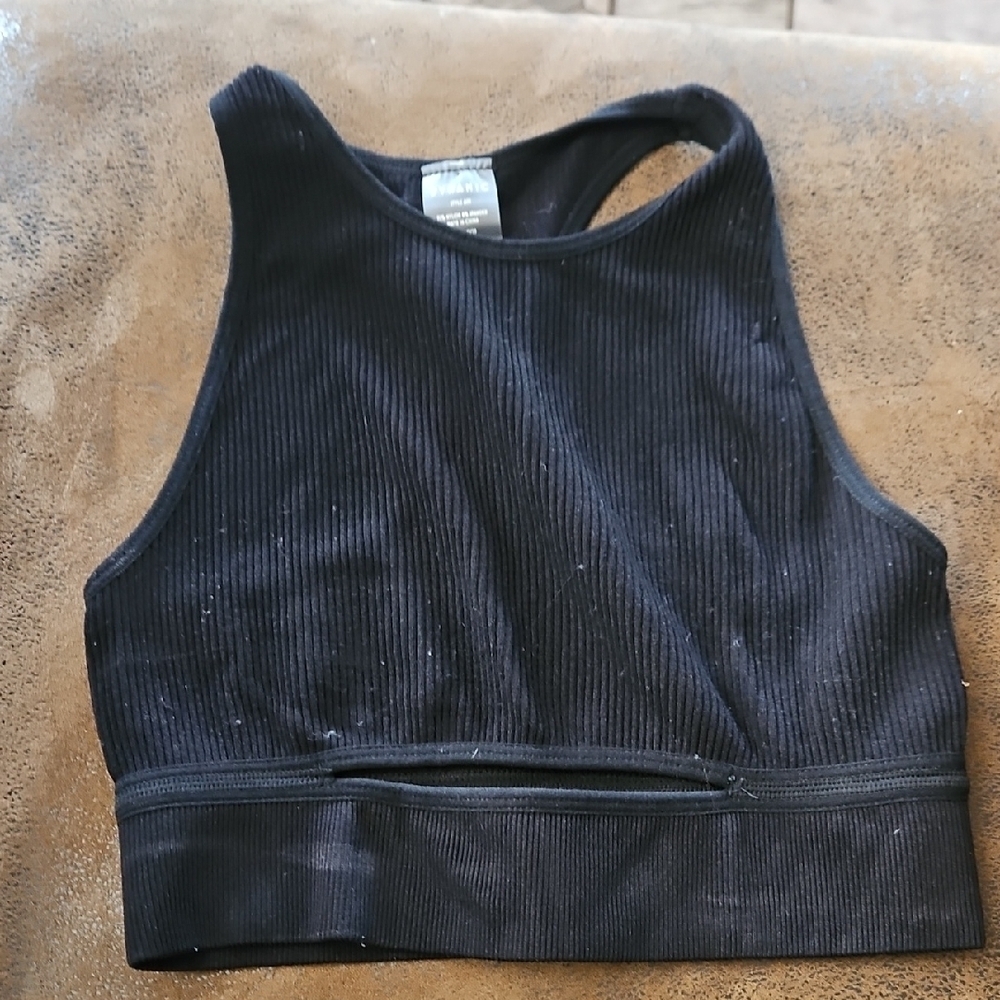Black Ribbed Crop Top